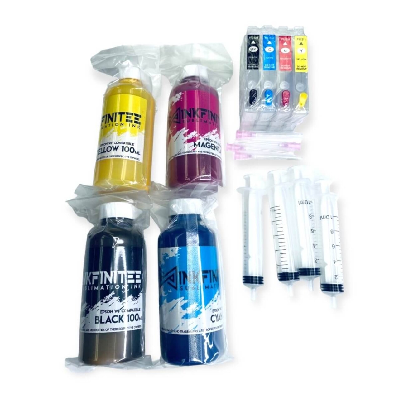 Inkfinitee Sublimation Conversion Kit for Epson SLIM CARTRIDGES WF3620, WF3640, WF7110, WF7210, WF7610, WF7620, WF7710, WF7720